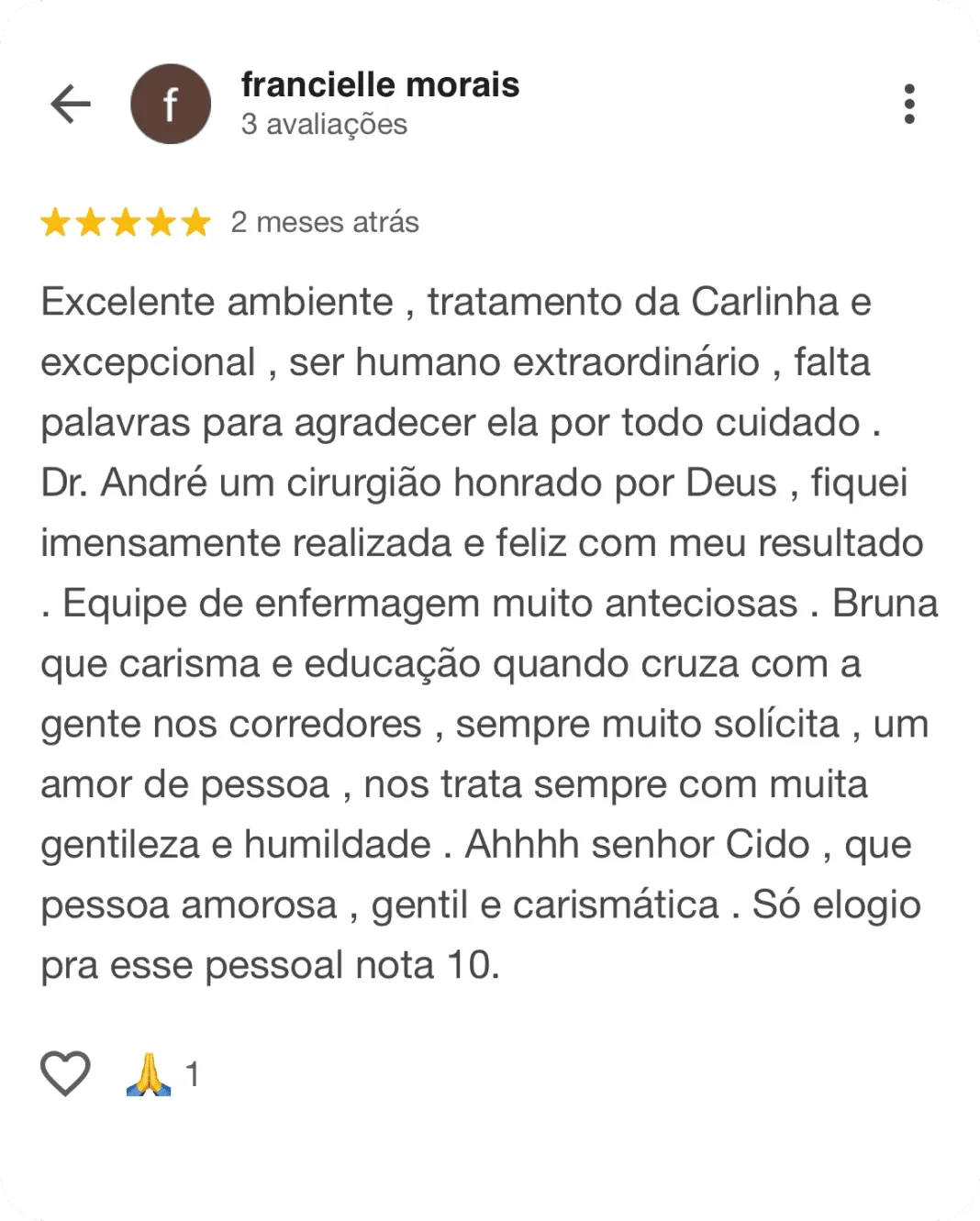 Depoimento de paciente 1